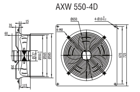 Осевой вентилятор Shuft AXW 550-4D