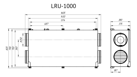 Приточно-вытяжная установка SUPERVENT LRU-1000-PNEN-FP