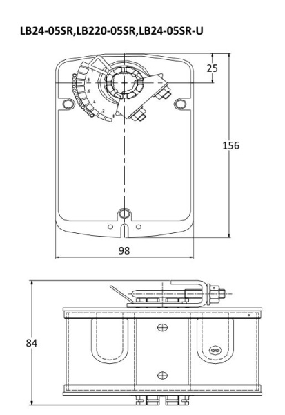 Электропривод с возвратной пружиной LAMPRECHT LB24-05SR-U