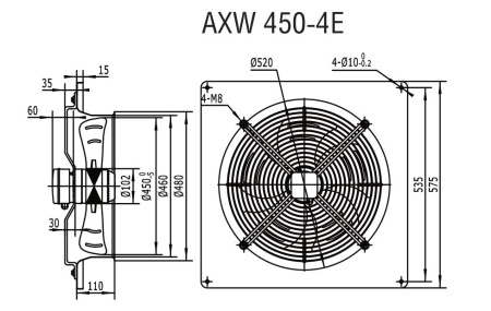 Осевой вентилятор Shuft AXW 450-B-4E