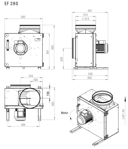 Вентилятор вытяжной кухонный Shuft EF 280E