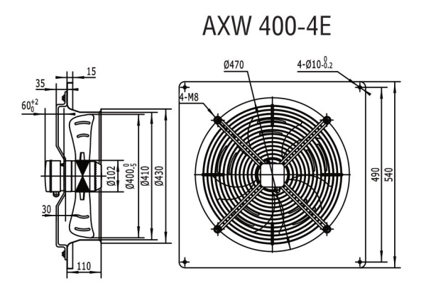 Осевой вентилятор Shuft AXW 400-B-4E