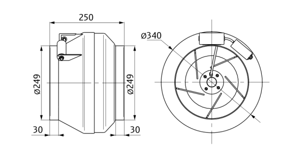 Круглый канальный вентилятор KORF WNK 250/1