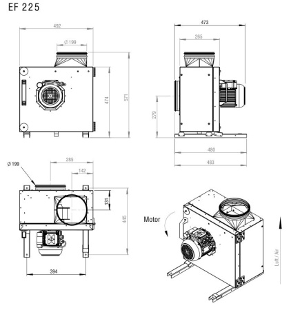 Вентилятор вытяжной кухонный Shuft EF 225E