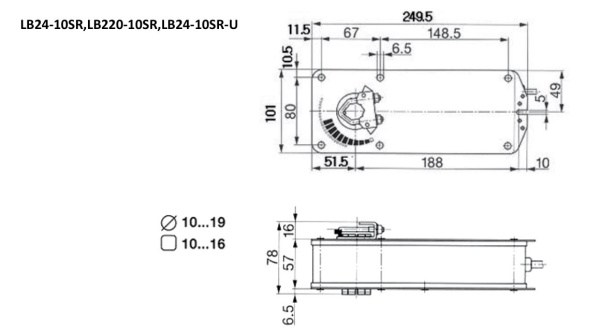 Электропривод с возвратной пружиной LAMPRECHT LB24-10SR