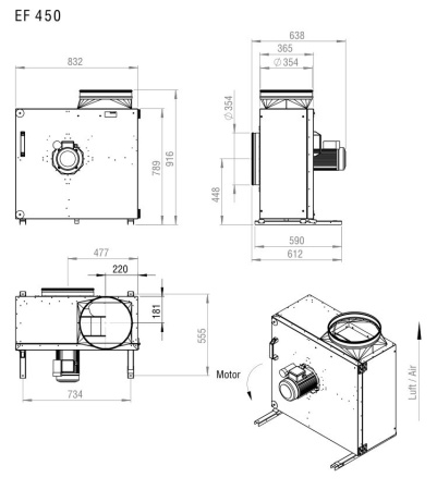 Вентилятор вытяжной кухонный Shuft EF 450E