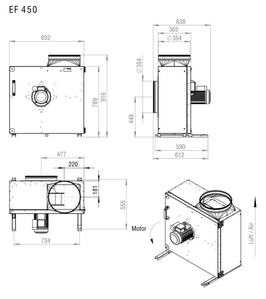 Вентилятор вытяжной кухонный Shuft EF 450E