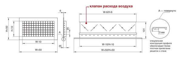 Настенная двухрядная решетка Shuft 2 WA 200*150
