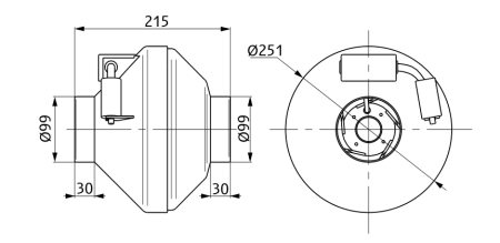 Круглый канальный вентилятор KORF WNK 100/1