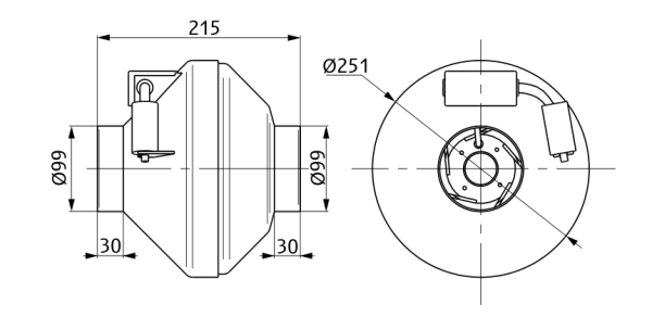 Круглый канальный вентилятор KORF WNK 100/1