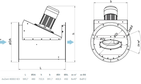 Центробежный вентилятор Systemair AxZent 400D2 IE3