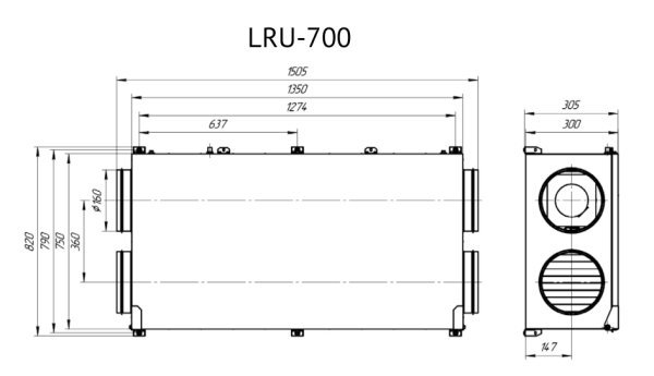 Приточно-вытяжная установка SUPERVENT LRU-700-PNWN-FP