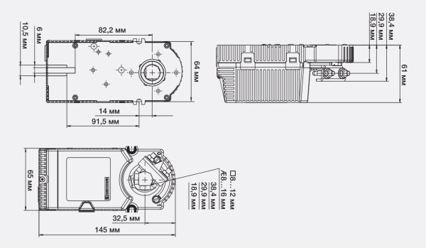 Электроприводы без возвратной пружины Gruner 225CS-024T-05