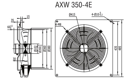 Осевой вентилятор Shuft AXW 350-B-4E