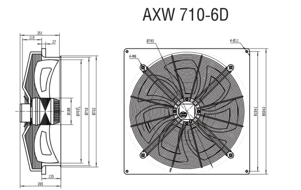 Осевой вентилятор Shuft AXW 710-B-6D