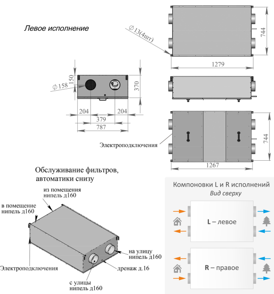Приточно-вытяжная установка Breezart 500 Lux RP SB EZ0,0+2,0-220 (без возд. клап.)