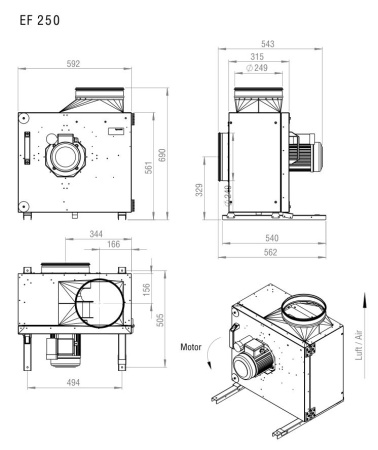 Вентилятор вытяжной кухонный Shuft EF 250D