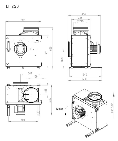 Вентилятор вытяжной кухонный Shuft EF 250D