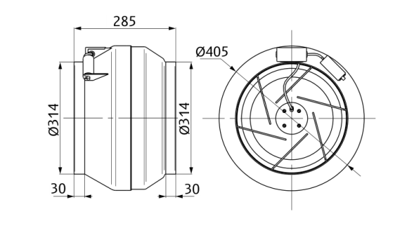 Круглый канальный вентилятор KORF WNK 315/1